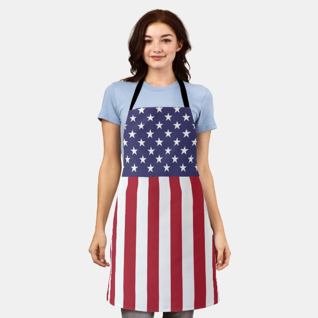 Patriotic Red White Blue Stars And Stripes Flag Apron (Worn)