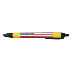 Patriotic Red White Blue Stars And Stripes Flag Black Ink Pen