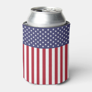 Patriotic Red White Blue Stars And Stripes Flag Can Cooler