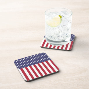 Patriotic Red White Blue Stars And Stripes Flag Coaster