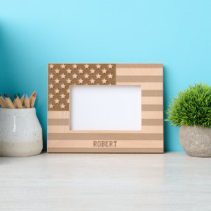 Patriotic Red White Blue Stars And Stripes Flag Etched Frames