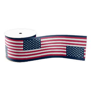 Patriotic Red White Blue Stars And Stripes Flag Grosgrain Ribbon