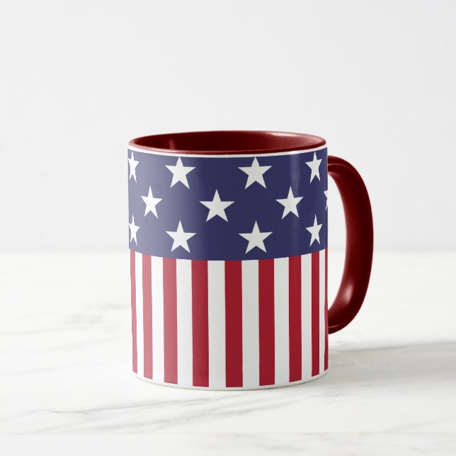 Patriotic Red White Blue Stars And Stripes Flag Mug (Front Right)