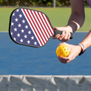 Patriotic Red White Blue Stars And Stripes Flag Pickleball Paddle
