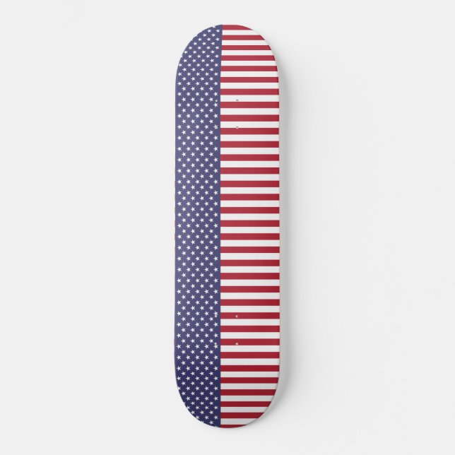 Patriotic Red White Blue Stars And Stripes Flag Skateboard (Front)