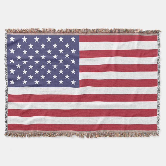 Patriotic Red White Blue Stars And Stripes Flag Throw Blanket (Front)