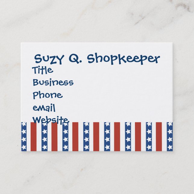 Patriotic Red White Blue Stars and Stripes Freedom Business Card (Front)