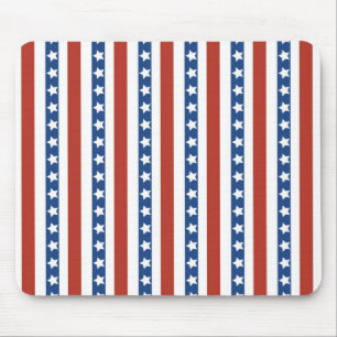 Patriotic Red White Blue Stars and Stripes Freedom Mouse Mat
