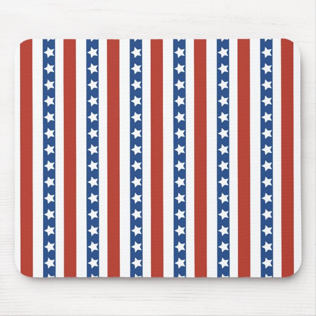 Patriotic Red White Blue Stars and Stripes Freedom Mouse Mat (Front)