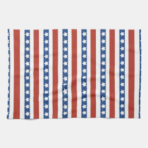 Patriotic Red White Blue Stars and Stripes Freedom Tea Towel