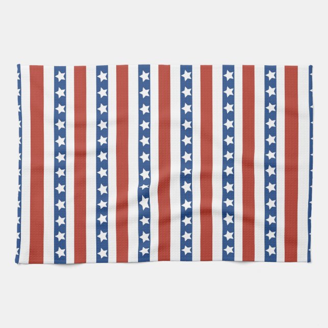Patriotic Red White Blue Stars and Stripes Freedom Tea Towel (Horizontal)