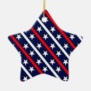 patriotic red white blue stars ceramic tree decoration