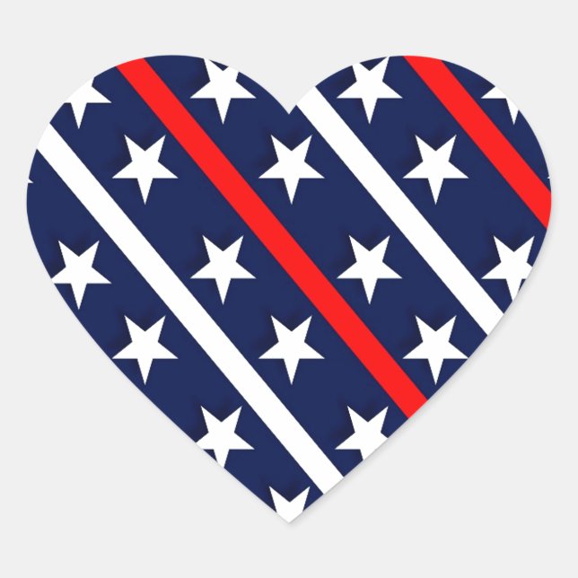 patriotic red white blue stars heart sticker (Front)