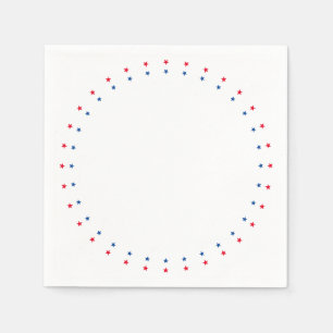 Patriotic red white blue stars holiday party napkin