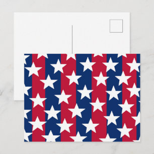Patriotic Red White Blue Stars  Invitation Postcard
