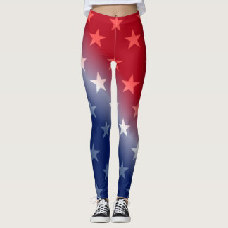 PATRIOTIC RED, WHITE, BLUE & STARS LEGGINGS