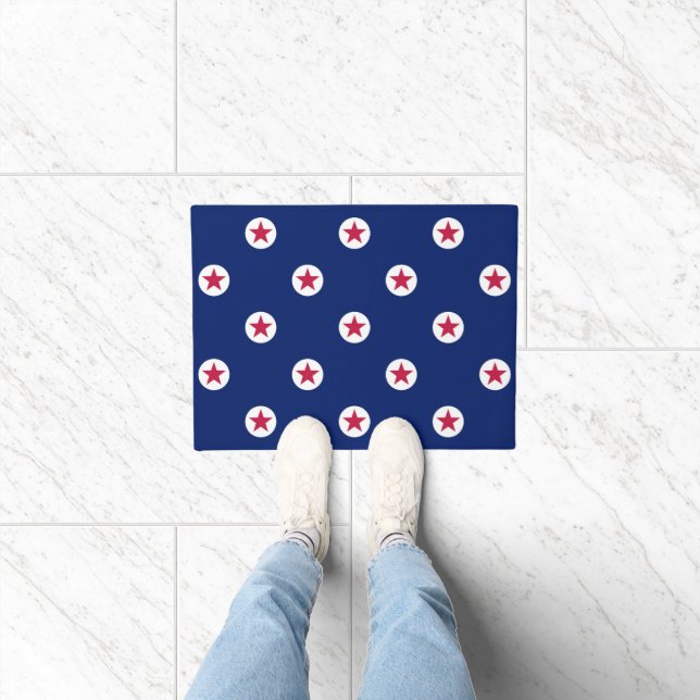 Patriotic Red White Blue Stars Modern Door Mat (Indoor)