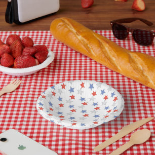 Patriotic Red White Blue Stars Paper Plate