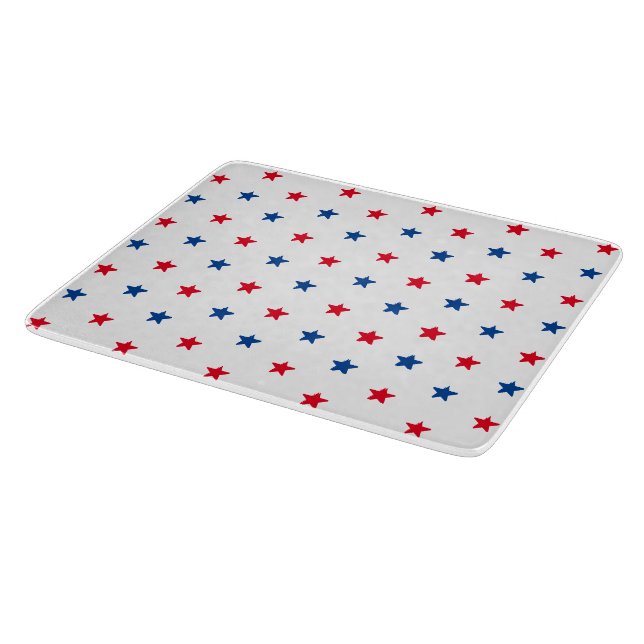 Patriotic red white blue stars pattern 4th of July Cutting Board (Corner)