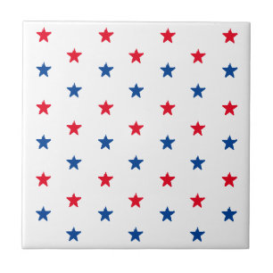 Patriotic red white blue stars pattern 4th of July Tile