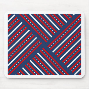 patriotic red white blue stars pattern mouse mat