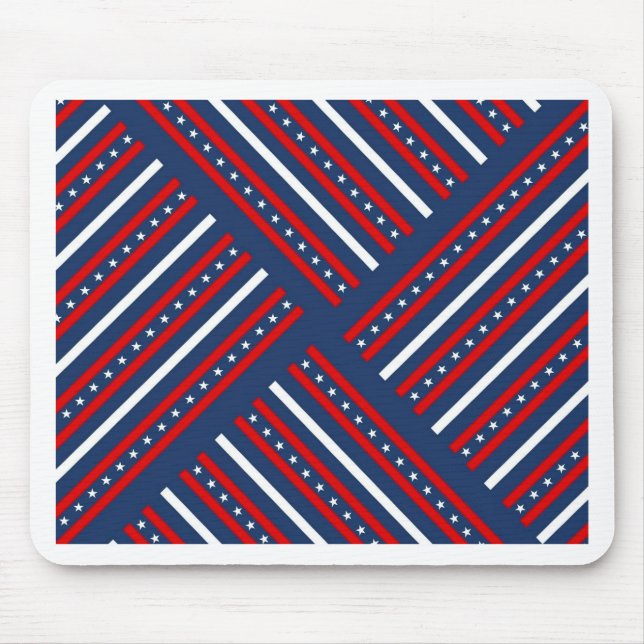 patriotic red white blue stars pattern mouse mat (Front)