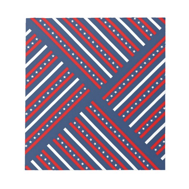 patriotic red white blue stars pattern notepad (Front)