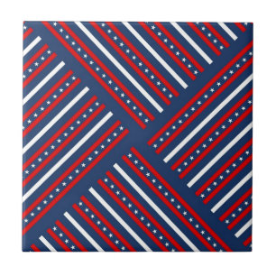 patriotic red white blue stars pattern tile