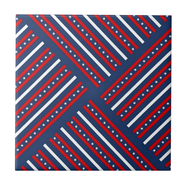 patriotic red white blue stars pattern tile (Front)