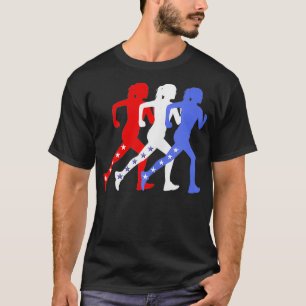 Patriotic Red White Blue Stars Running Women n Run T-Shirt
