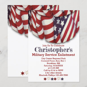 Patriotic Red White Blue Stars Service Enlistment Invitation