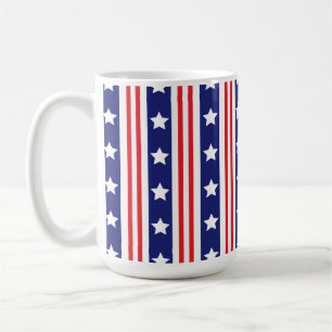 PATRIOTIC RED WHITE BLUE STARS & STRIPES COFFEE MUG