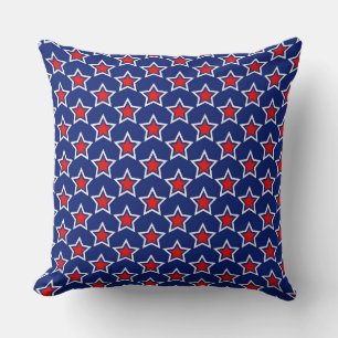 PATRIOTIC RED WHITE BLUE STARS & STRIPES CUSHION