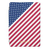 Patriotic Red White Blue Stars Stripes Monogrammed iPad Pro Cover (Front)