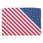 Patriotic Red White Blue Stars Stripes Monogrammed iPad Pro Cover (Horizontal)
