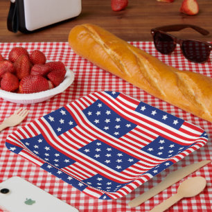 PATRIOTIC RED WHITE BLUE STARS & STRIPES PAPER PLATE