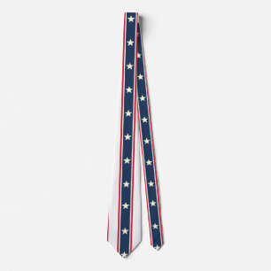 Patriotic Red White Blue Stars US Flag 4th Of July Tie