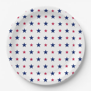 Patriotic Red White Blue Stars USA Paper Plate
