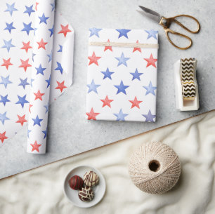 Patriotic Red White & Blue Stars  Wrapping Paper