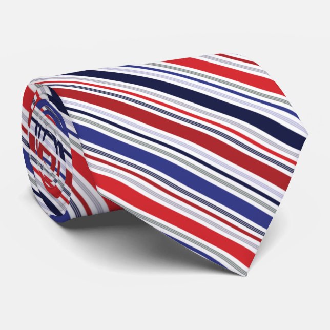 Patriotic Red White Blue Striped Tie (Rolled)