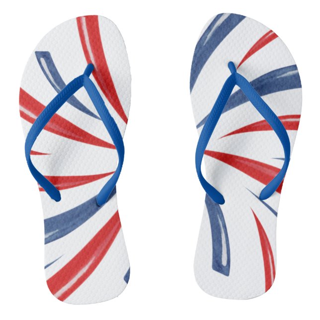 Patriotic Red White Blue Summer Vacation Beach Flip Flops (Footbed)