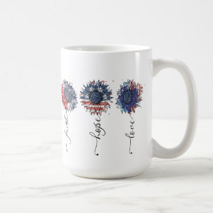 PATRIOTIC RED WHITE BLUE SUNFLOWERS COFFEE MUG