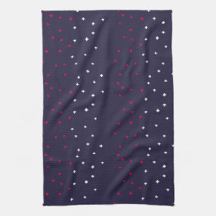 Patriotic red white & blue Swiss cross plus sign Tea Towel