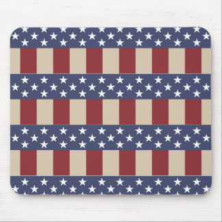 PATRIOTIC RED WHITE BLUE TAN STARS STRIPES MOUSE MAT
