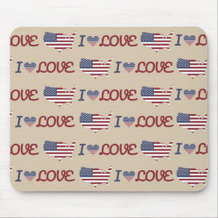 PATRIOTIC RED WHITE BLUE TAN STARS STRIPES MOUSE MAT