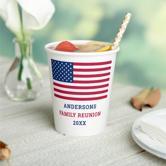 Patriotic Red White Blue USA American Flag  Paper Cups (Insitu)