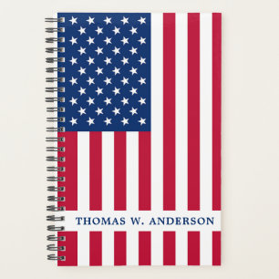 Patriotic Red White Blue USA American Flag  Planner
