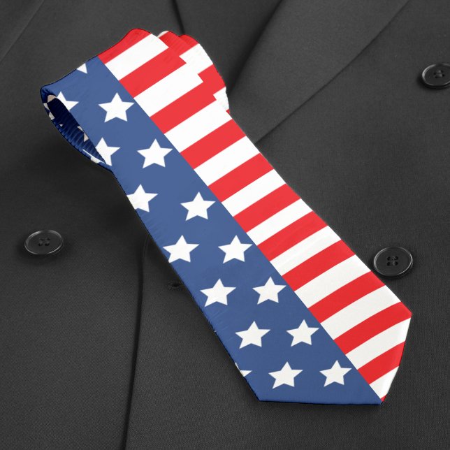 Patriotic Red White & Blue USA American Flag Tie (USA American flag tie)