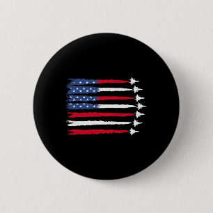 Patriotic Red White Blue Usa Flag Fighter Jets 4th 6 Cm Round Badge