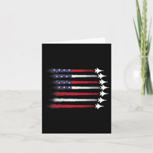 Patriotic Red White Blue Usa Flag Fighter Jets 4th Card